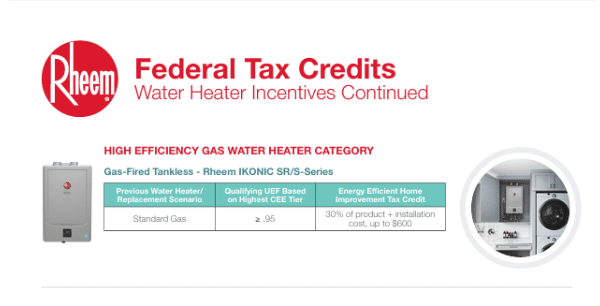 Rheem IKONIC SRS-Series Tankless Water Heater Qualifies for Federal Tax Credits