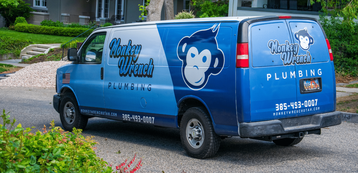 Monkey Wrench Plumbing service van in Kaysville Utah